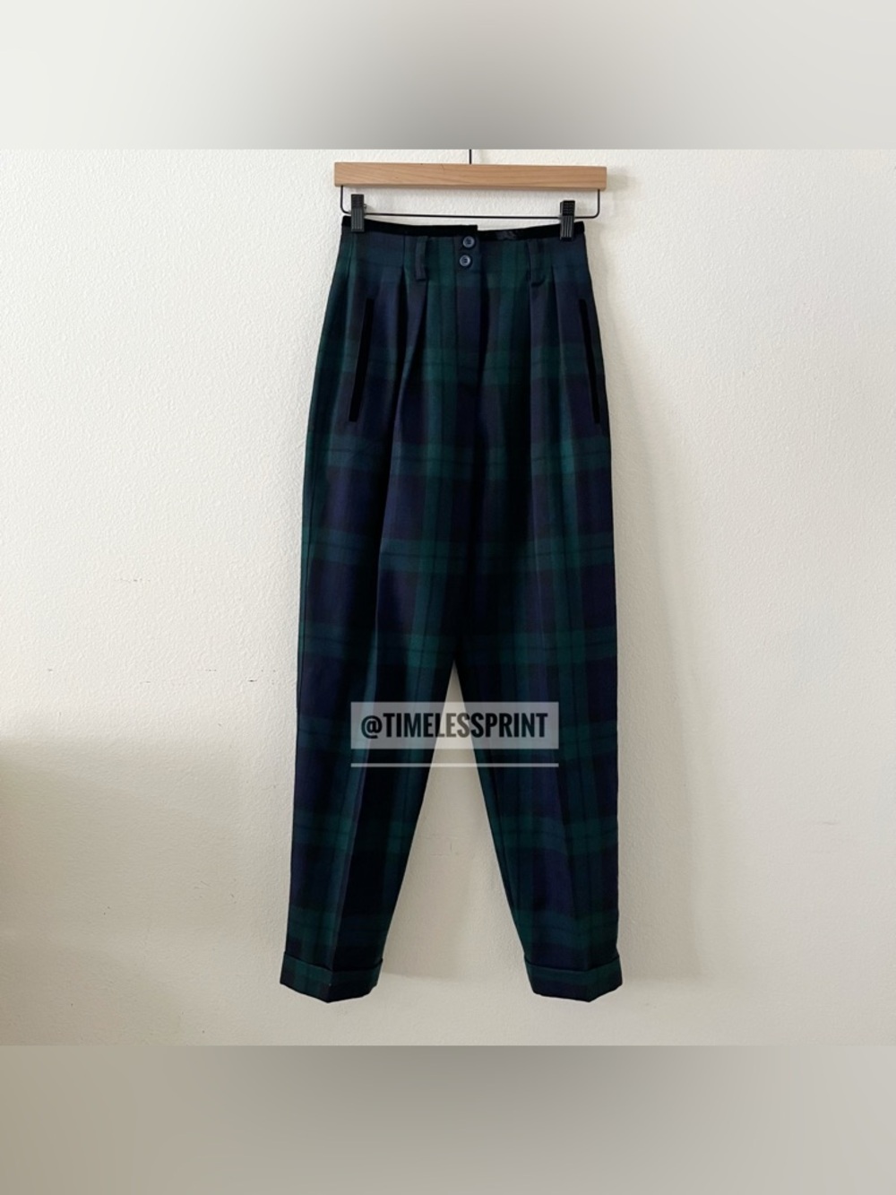ESCADA by Margaretha Ley Plaid Green Blue Pants